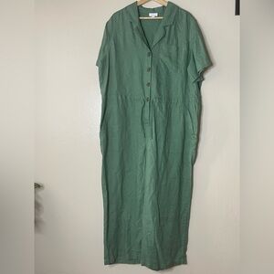 J.Jill love linen short sleeve wide leg buttoned Jumpsuit